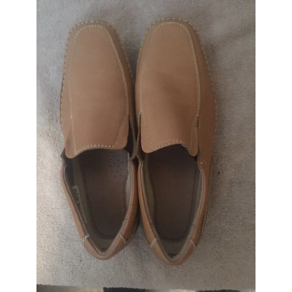New Massimo Castello Shoes‎ Mocacin Loafers Tan Sz 10 Maroon Msrp $148